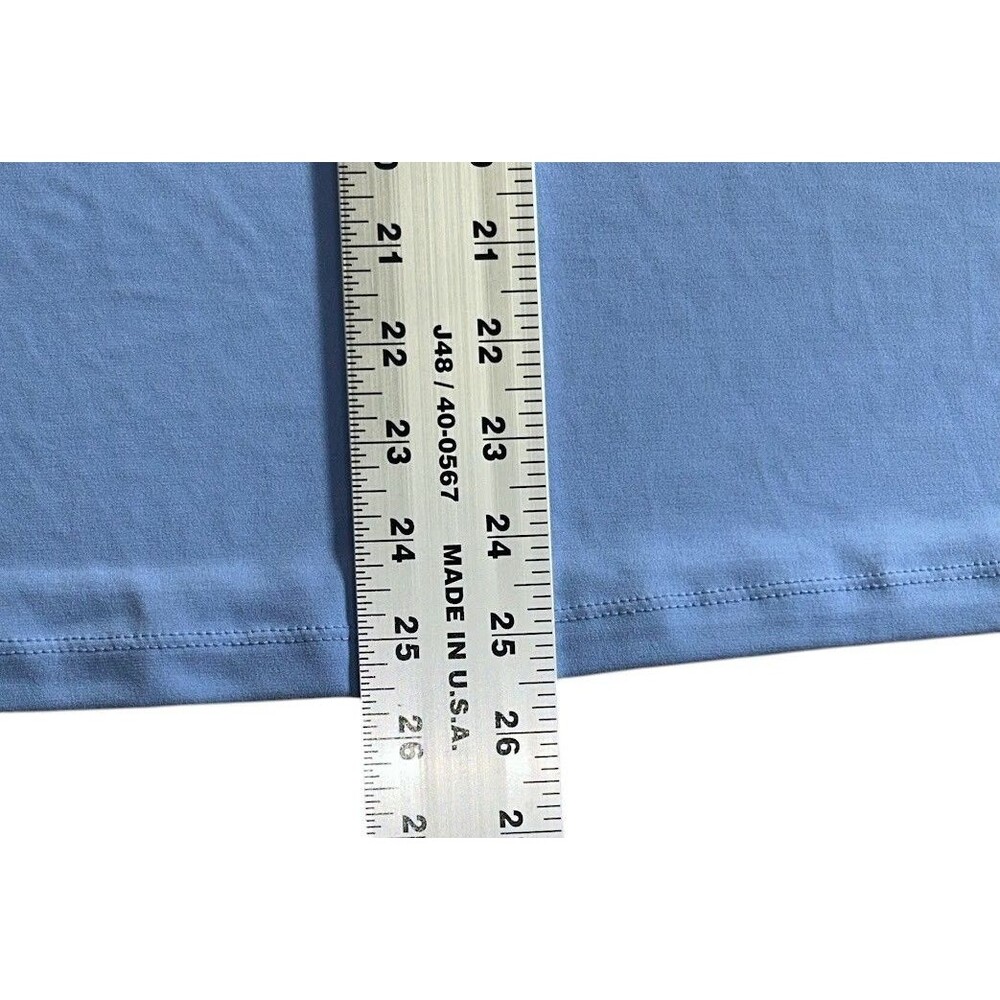 Susan Graver Minimalist Casual Top 1X Blue Cold Shoulder Stretch No Iron Women - Picture 6 of 12